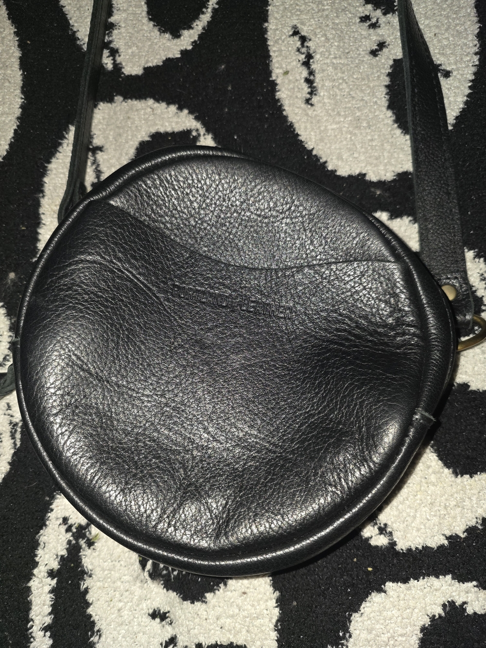 Portland Leather - Black Round Crossbody Bag - Picture 2 of 5